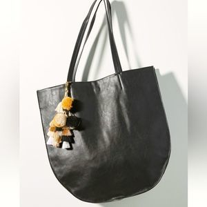 Anthropologie Black Tote with Multicolor Tassels